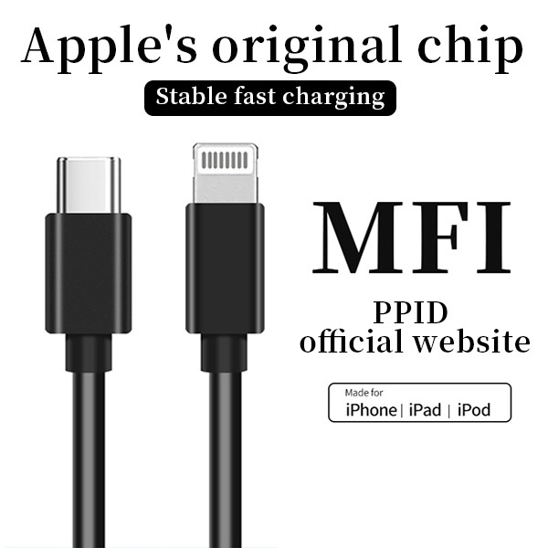 Cablu original Iphone negru TPE 1m 20W de încărcare rapidă